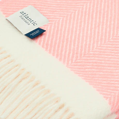 Candy Floss Pink Herringbone Wool Blanket