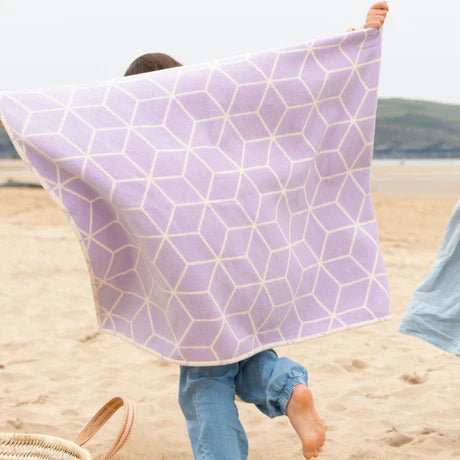 Lilac Geometric Recycled Cotton Baby Blanket