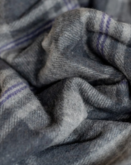 Lambswool Knee Blanket in Persevere Flint Grey Tartan