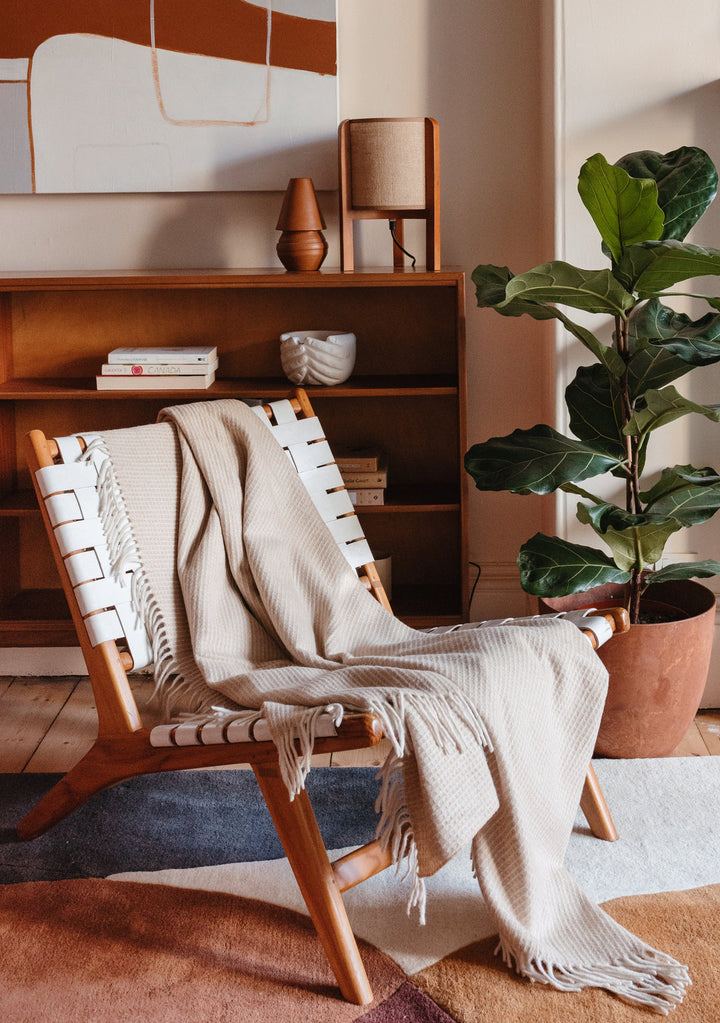 Recycled Wool Blanket in Camel Waffle