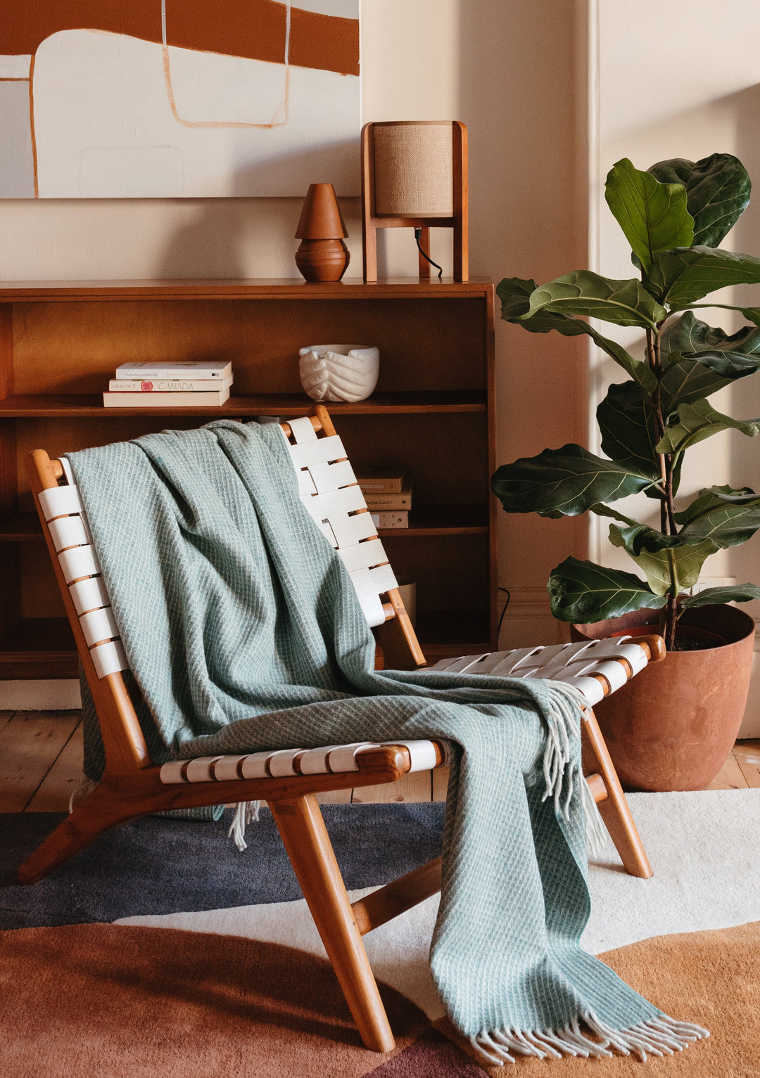 Recycled Wool Blanket in Sage Waffle