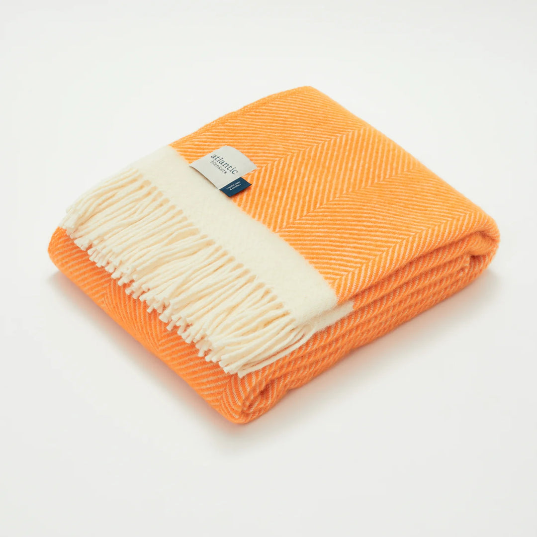 Orange Herringbone Wool Blanket