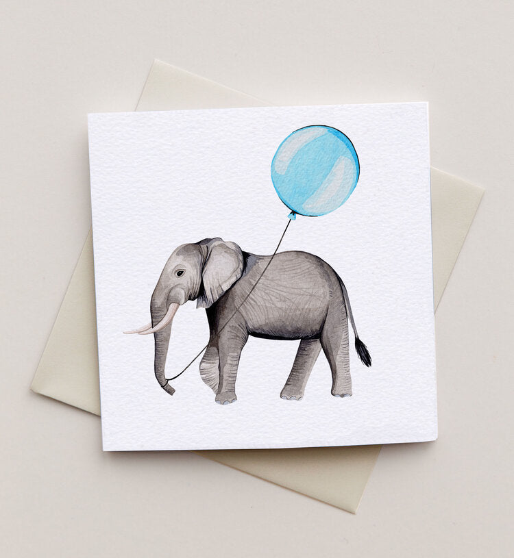 New Baby Elephant Watercolour Concertina Greetings Card