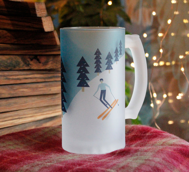 Mountain's are Calling "Skiing" Frosted Beer Stein