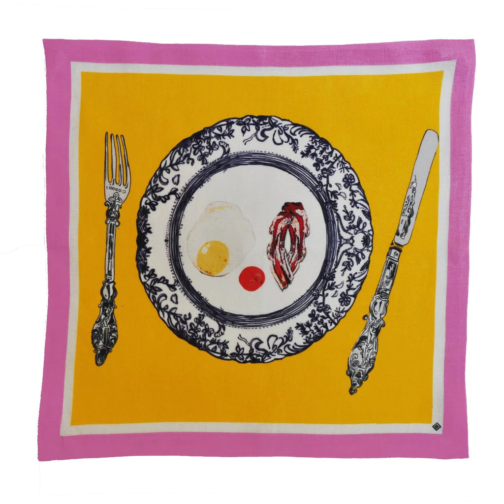 Linen Table Napkins / Egg & Bacon