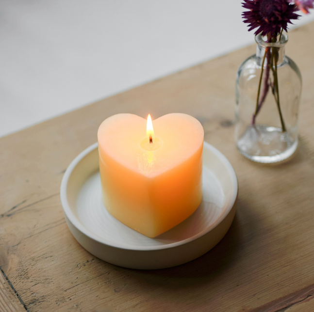 Mini Heart Candle - Ivory