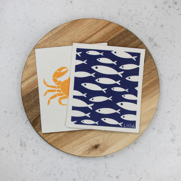 Eco Dishcloth Blue Fish & Crab