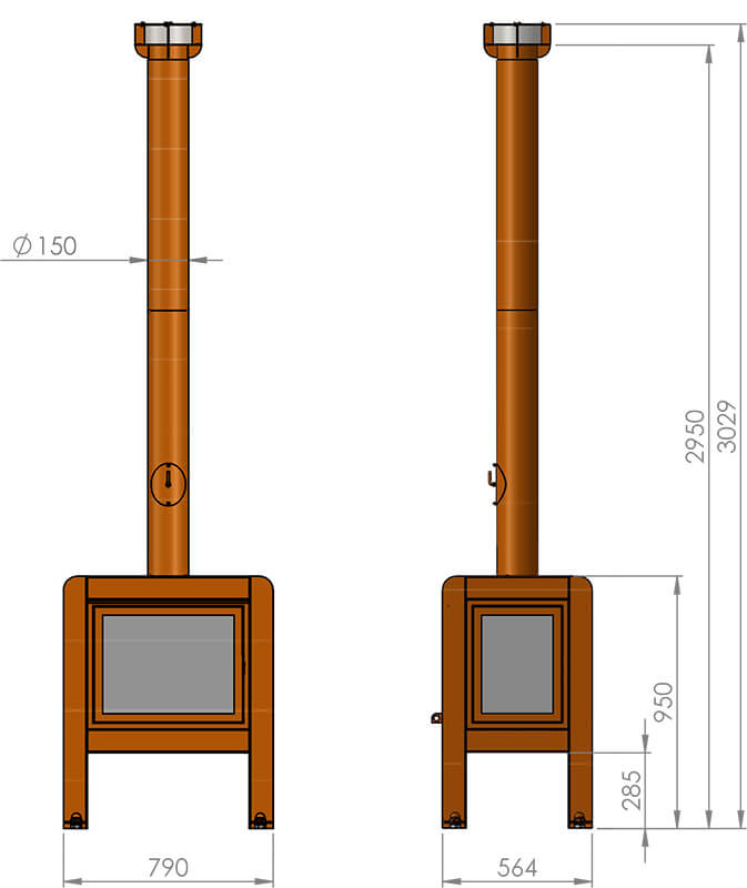 RB73 Fennek 80 - 4 Sided Glass Stove