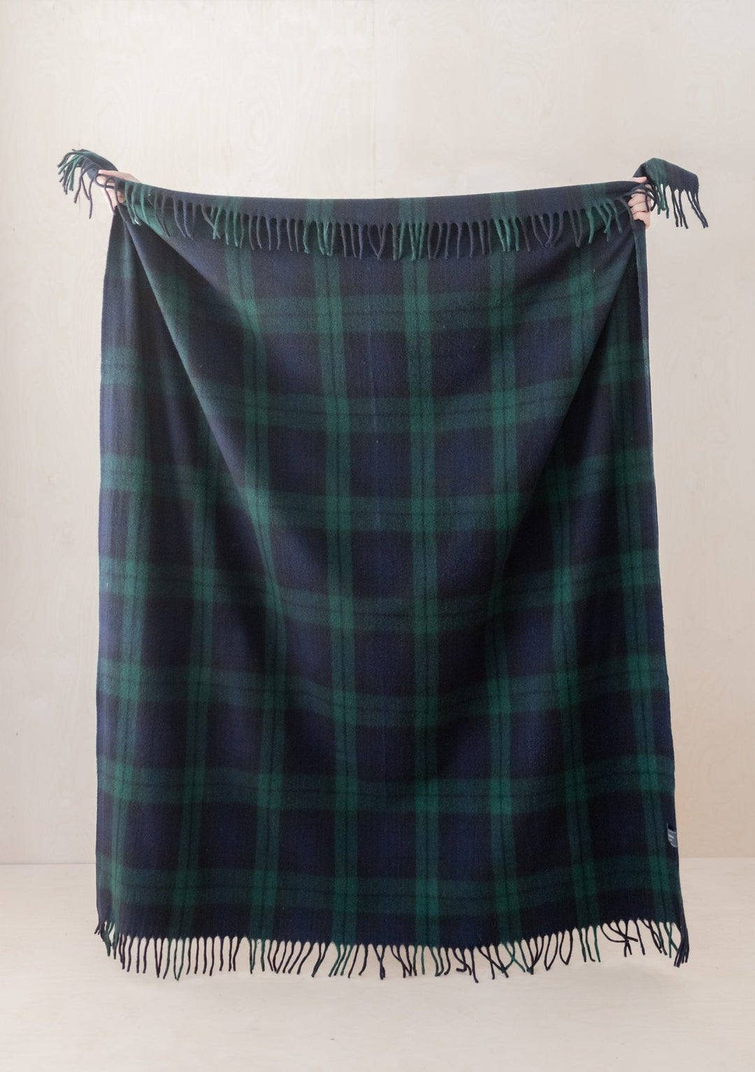 Recycled Wool Blanket in Black Watch Tartan